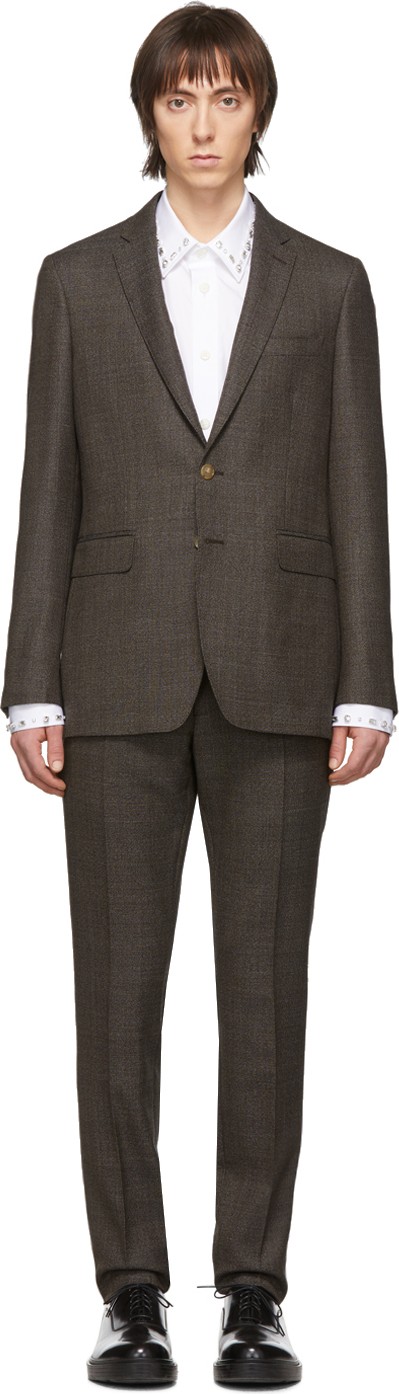 Burberry London England SSENSE Exclusive Brown Wool Check Suit