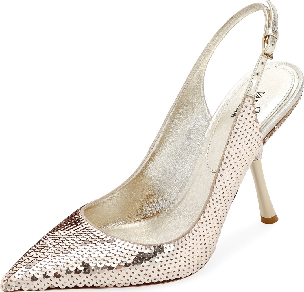 Valentino Sequined Slingback In-Heel Pumps