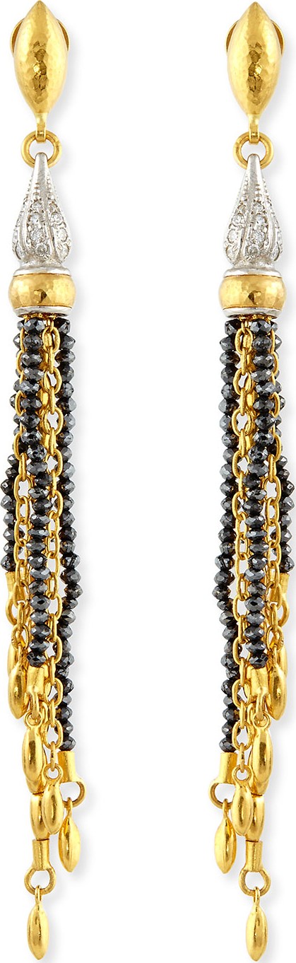 GURHAN Sultan Collection White & Black Diamond Tassel Earrings