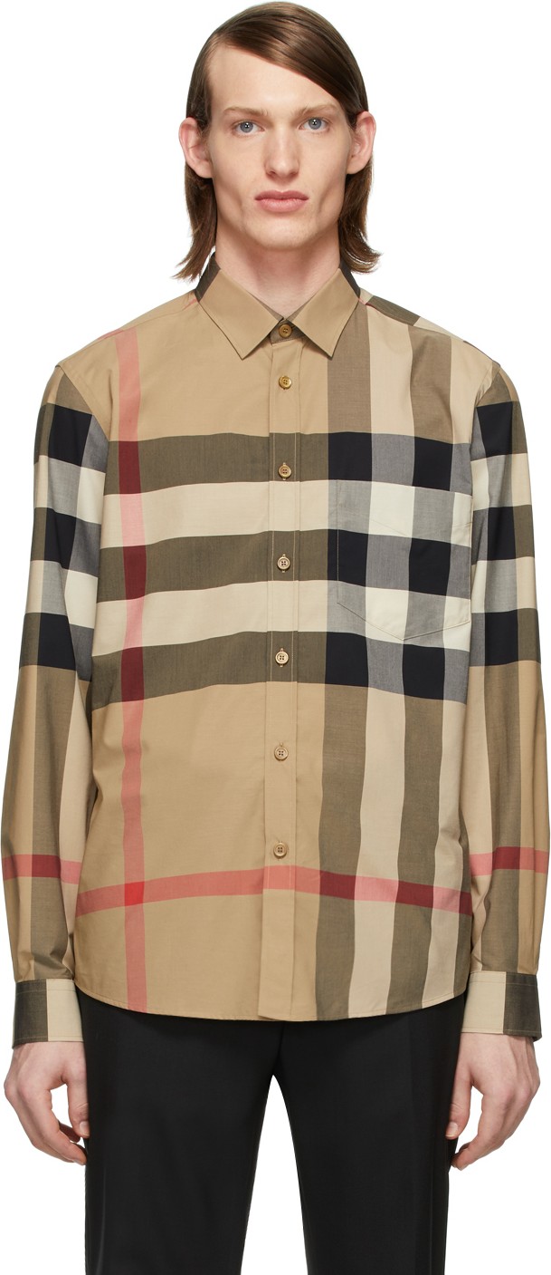 Burberry London England Beige Check Windsor Shirt