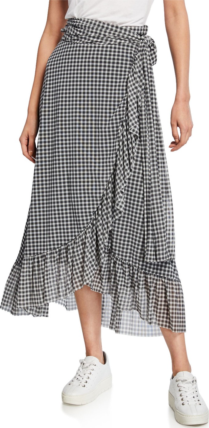 Ganni Gingham Crepe Maxi Skirt