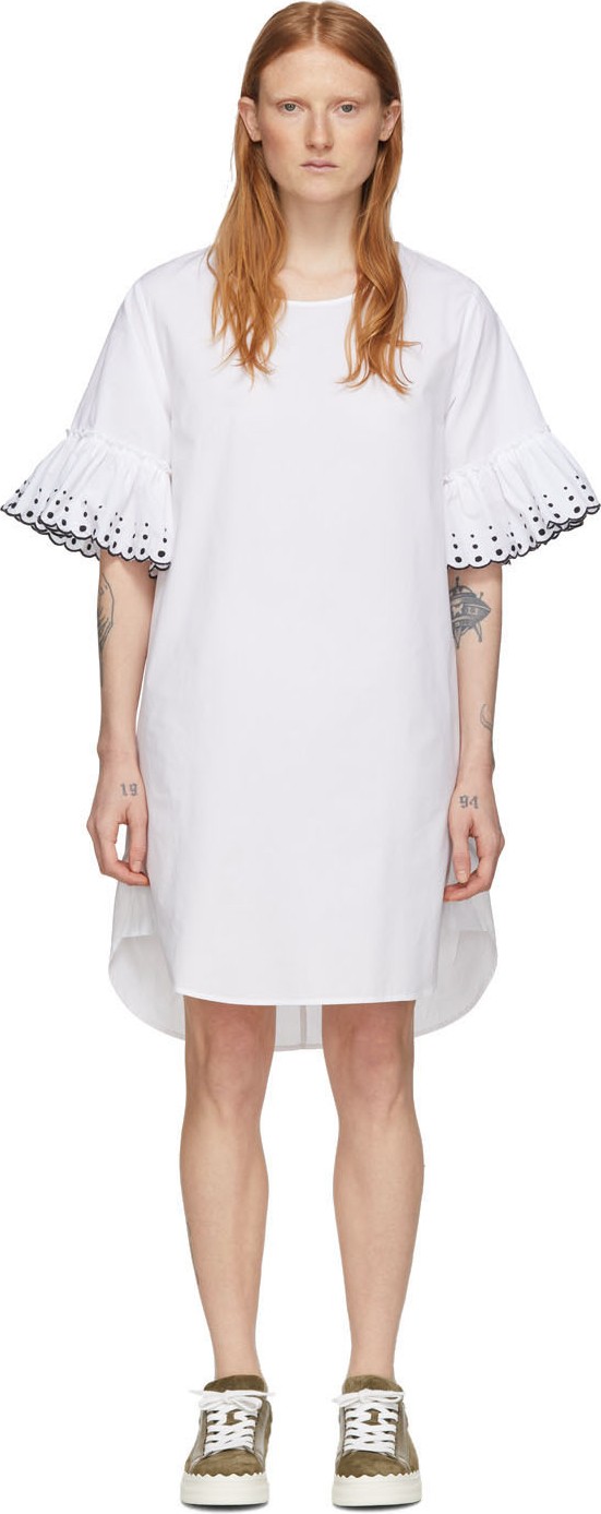 See By Chloé White Poplin Frill Dress