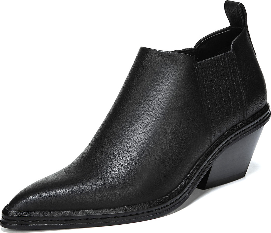 Via Spiga Farly Pleated Leather Block-Heel Booties