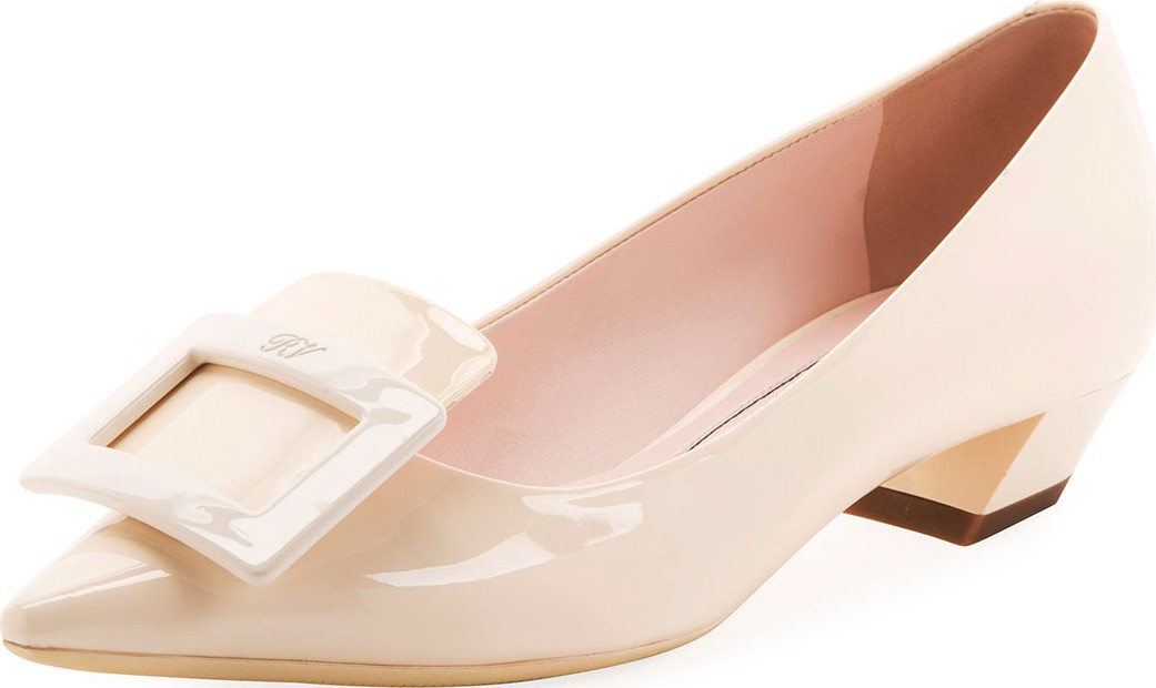 Roger Vivier Gommette Patent Pointed Pumps, Nude