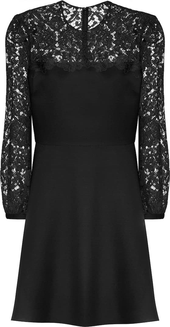 Valentino Lace-trimmed wool and silk minidress