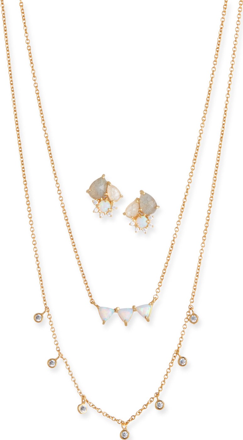 Tai Cubic Zirconia Opal Earrings & Necklace Set
