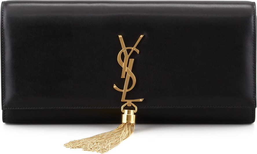 Saint Laurent Kate Monogram YSL Full-Flap Clutch Bag