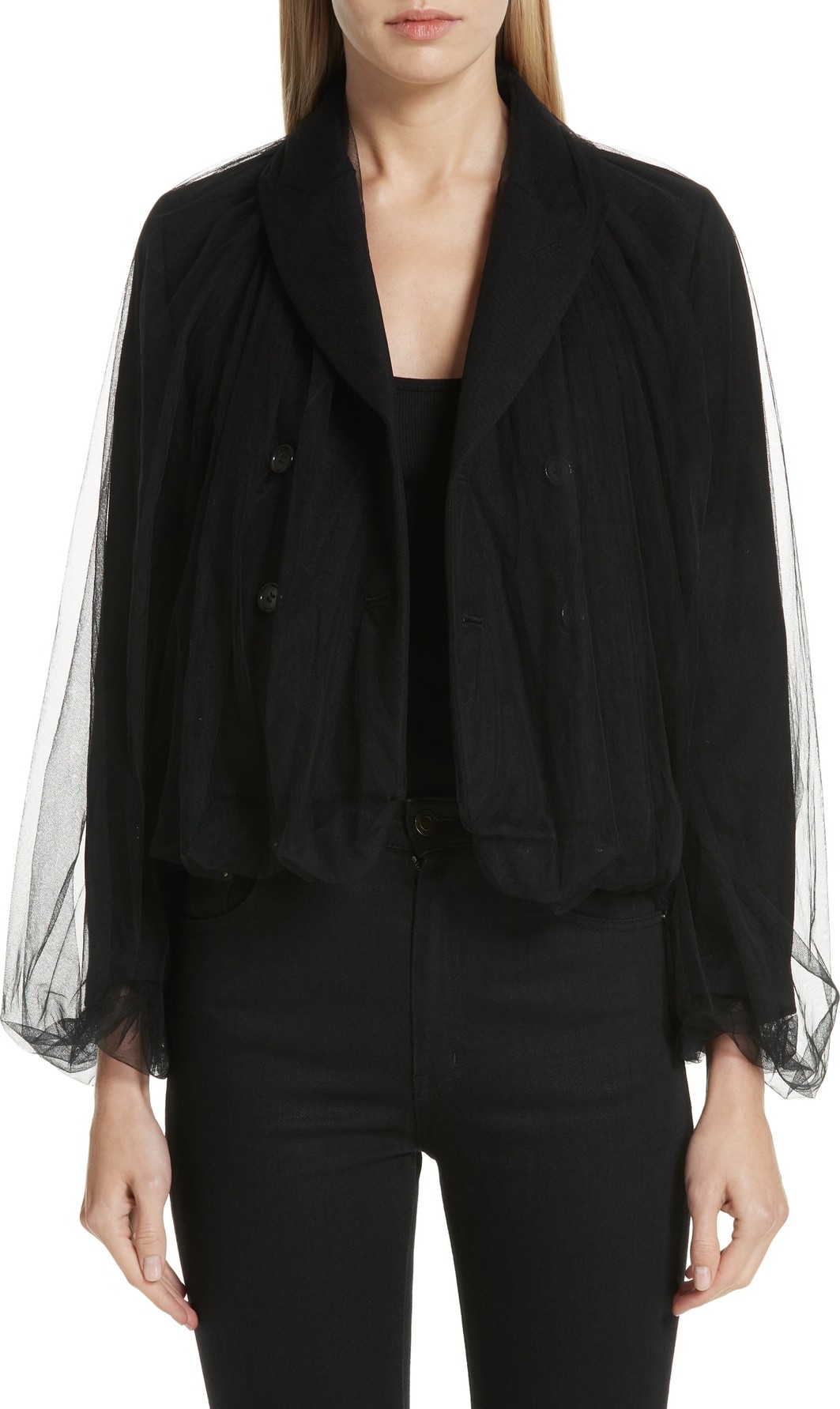 Noir Kei Ninomiya Tulle Overlay Wool Jacket