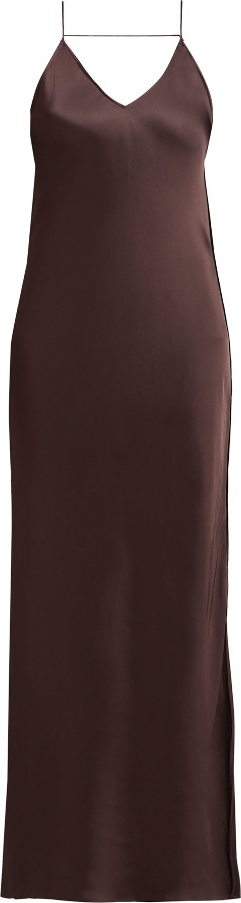 Helmut Lang Raw-edged satin slip dress