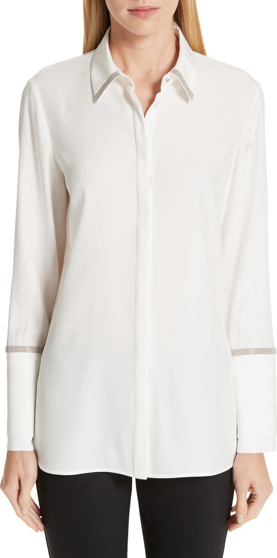 Lafayette 148 New York Katja Chain Detail Silk Blouse