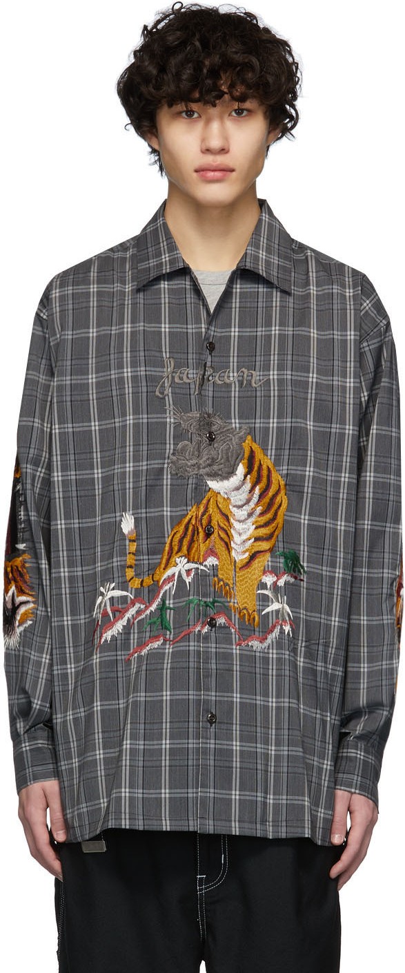 Doublet Grey Check Embroidery Shirt