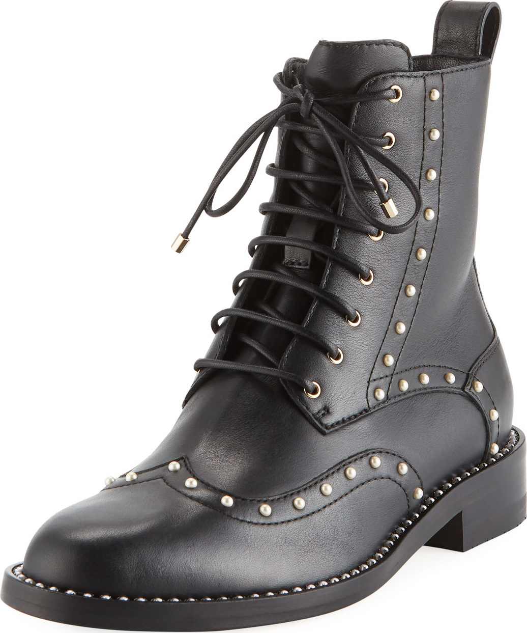 Jimmy Choo Hanah Studded Lace-Up Combat Boots