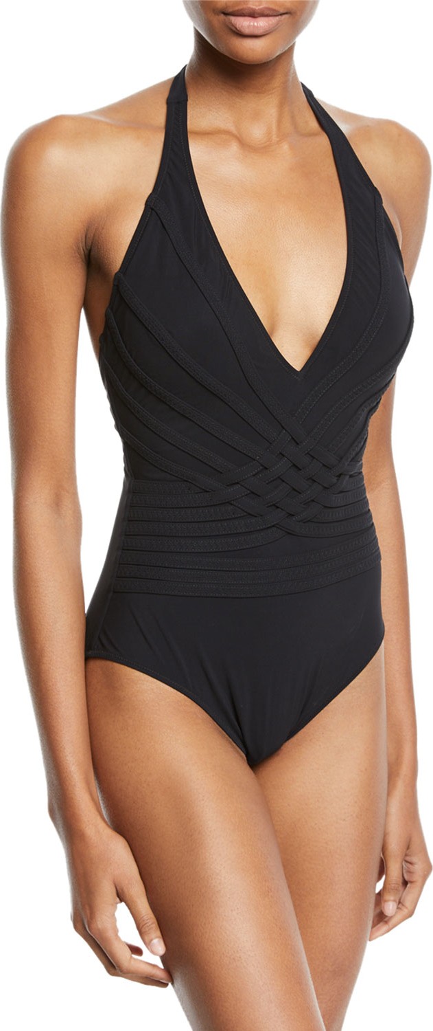 Gottex Divine Plunging Halter One-Piece Swimsuit