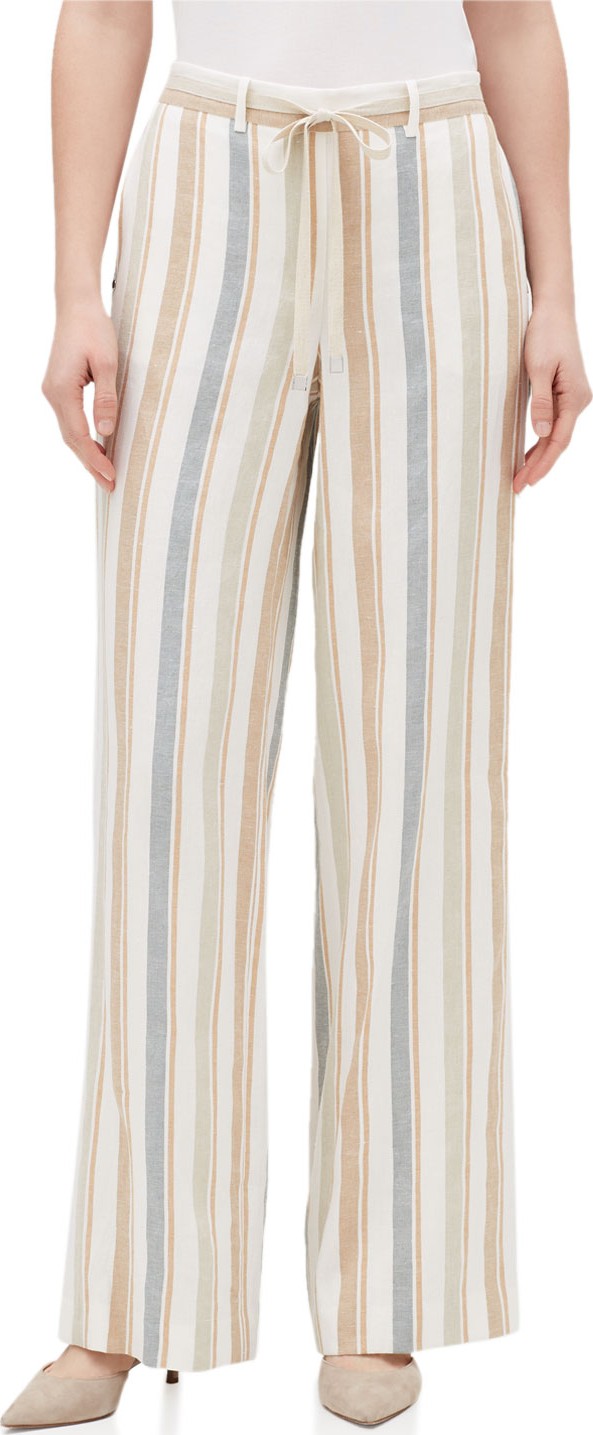 Lafayette 148 New York Harmonious Columbus Striped Wide-Leg Linen Pants