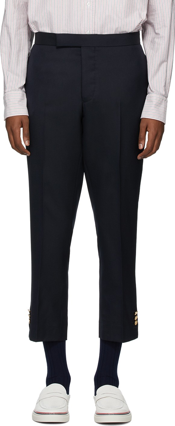 Thom Browne Navy Super 120s Vented Trousers