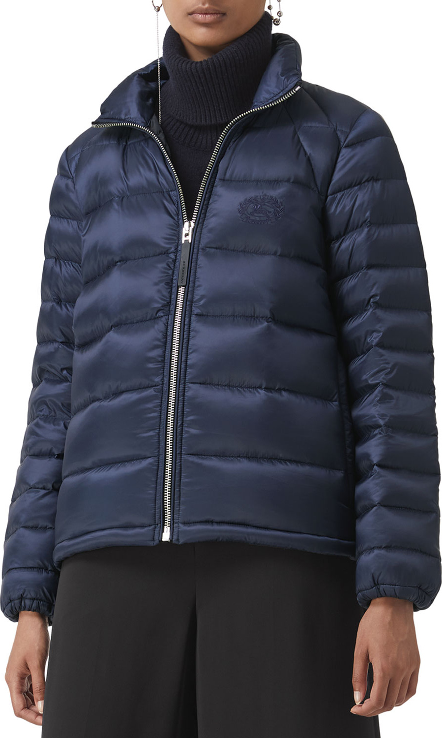 Burberry London England Zip-Front Short Puffer Coat