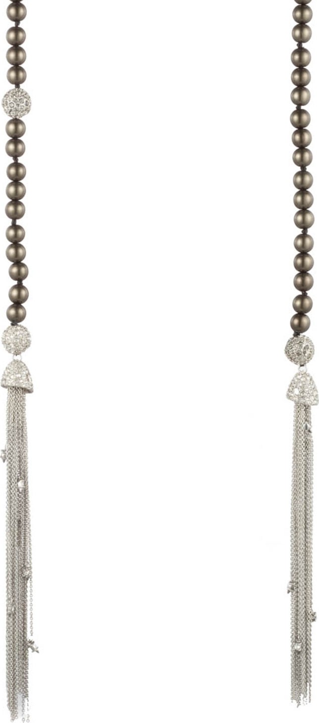 Alexis Bittar Crystal Encrusted Pearly Sautoir Tassel Necklace