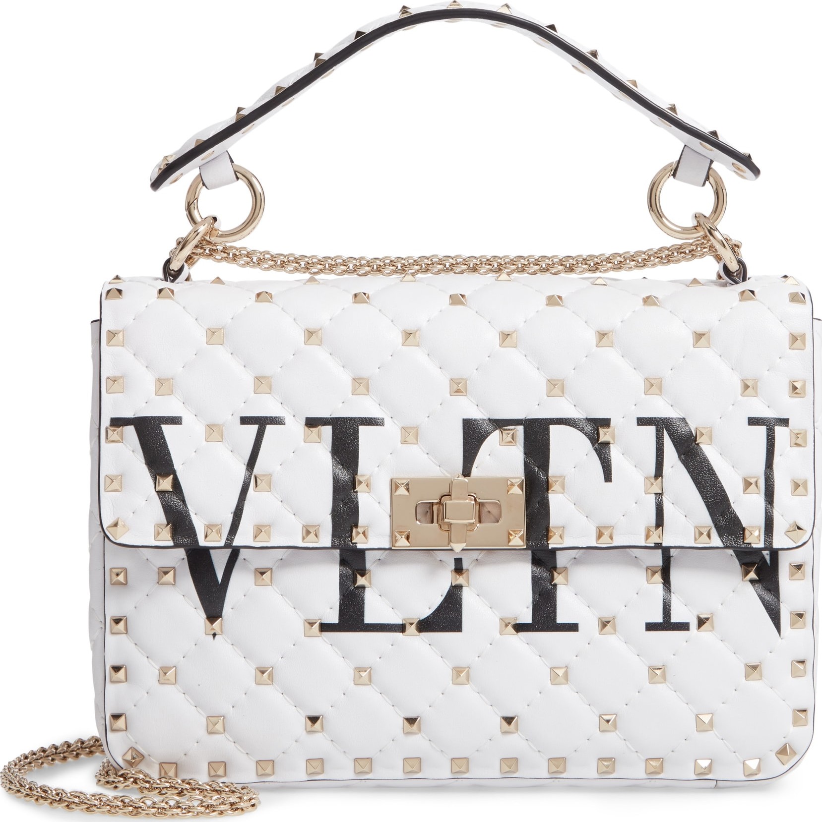 Valentino VLTN Logo Candystud Lambskin Top Handle Satchel