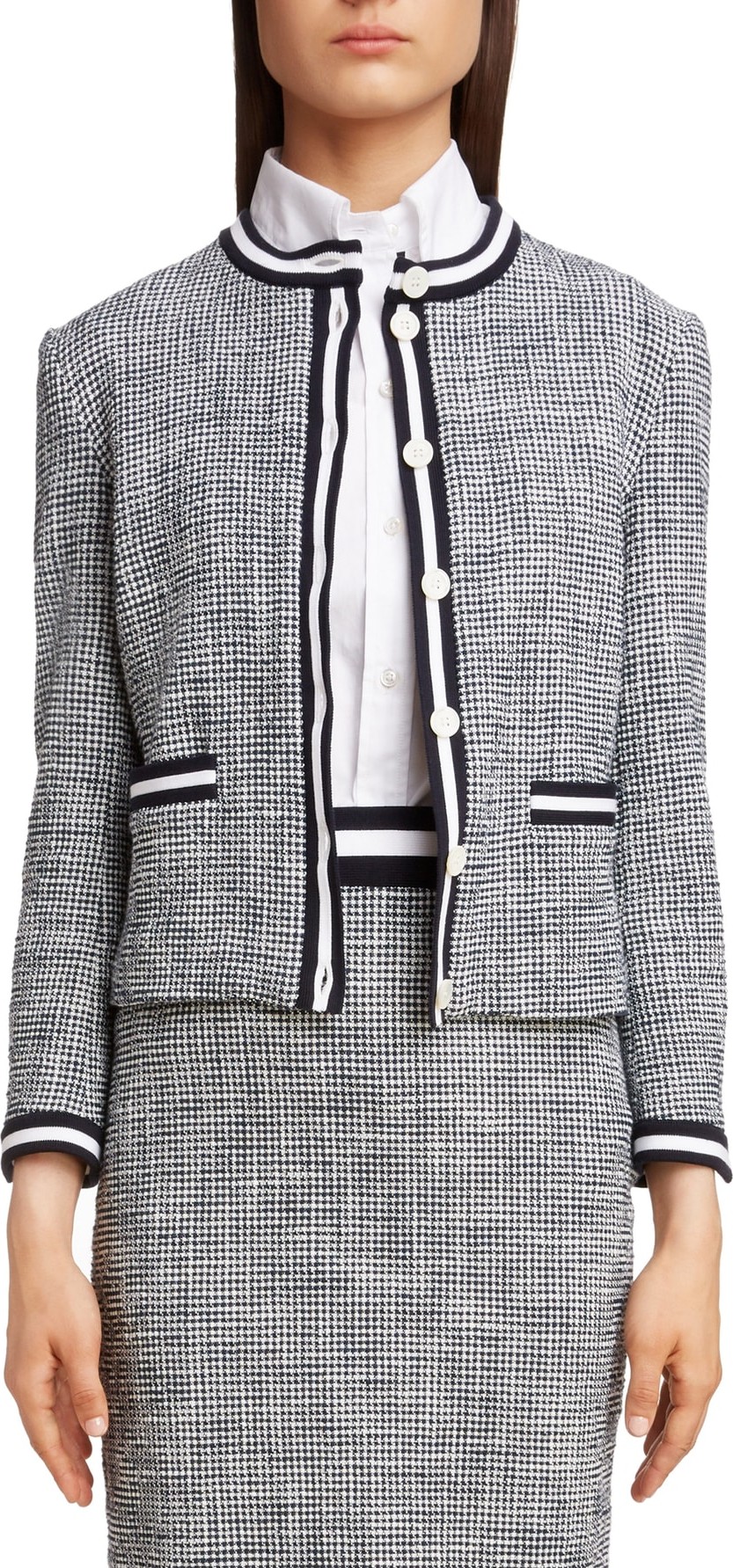 Thom Browne Stripe Tweed Cardigan