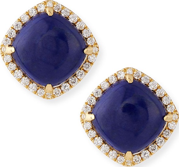 Frederic Sage 18K Gold Lapis & Diamond Stud Earrings