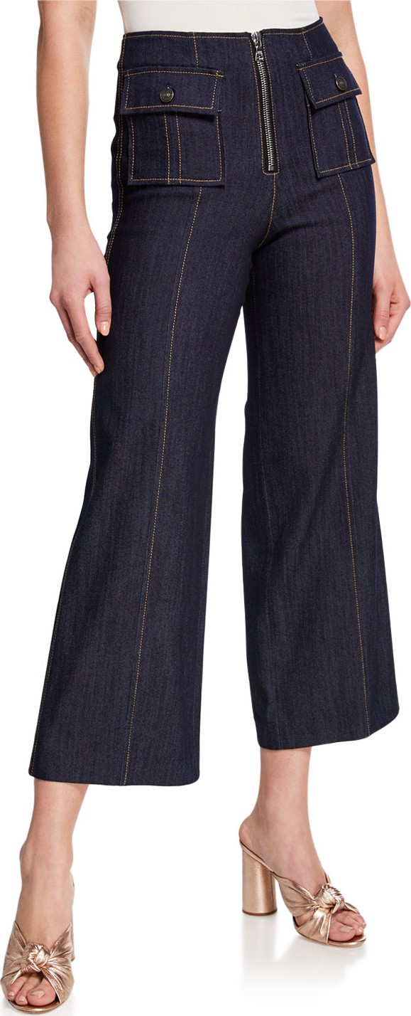 Cinq A Sept Azure Wide-Leg Stitched Pants