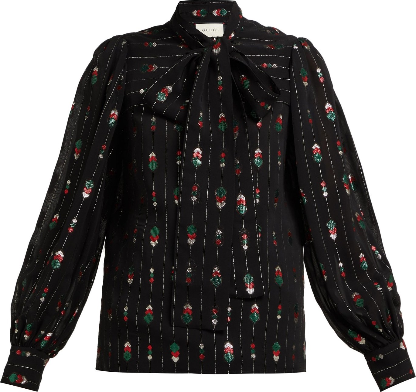 Gucci Metallic fil-coupé crepe blouse