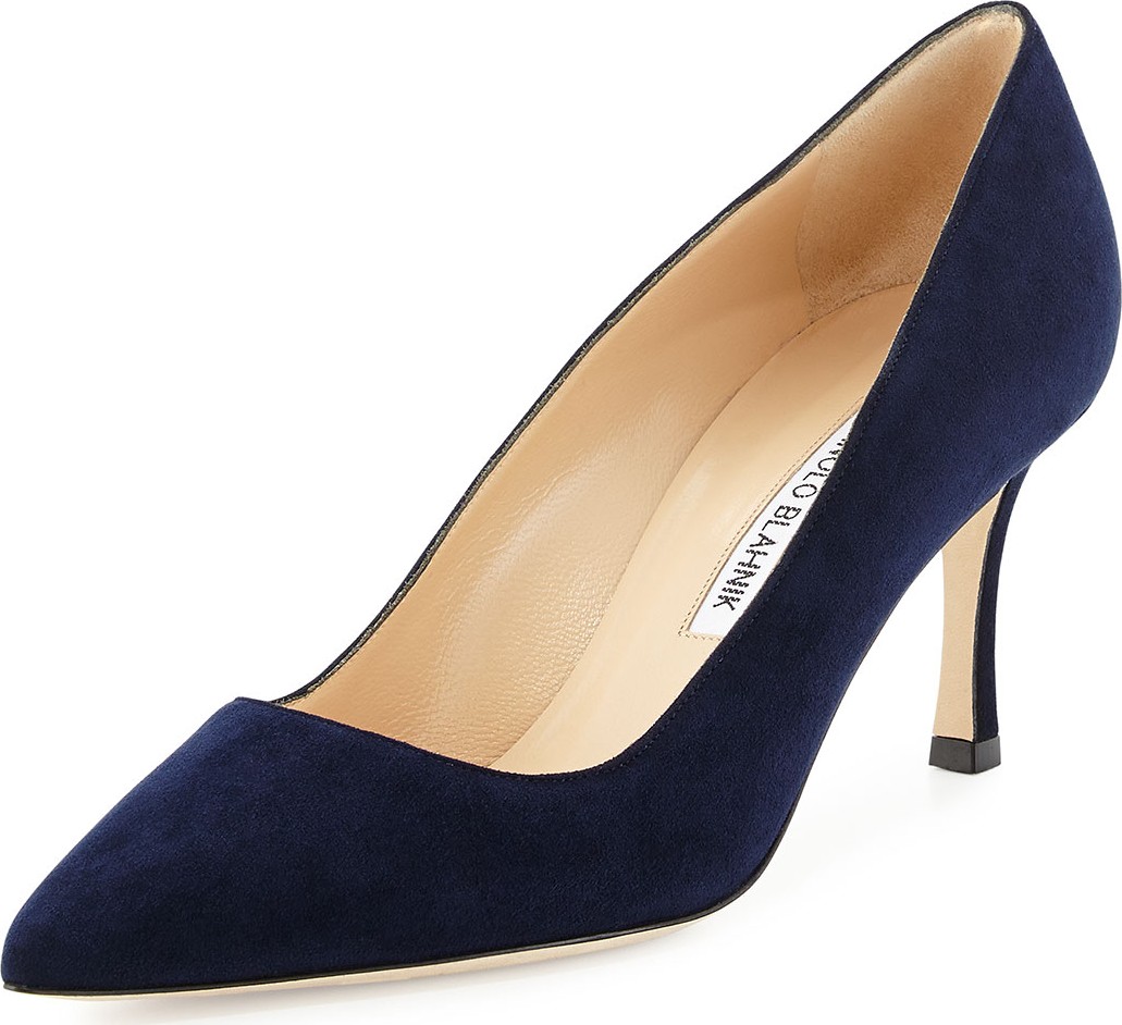 Manolo Blahnik BB Suede 70mm Pumps, Navy