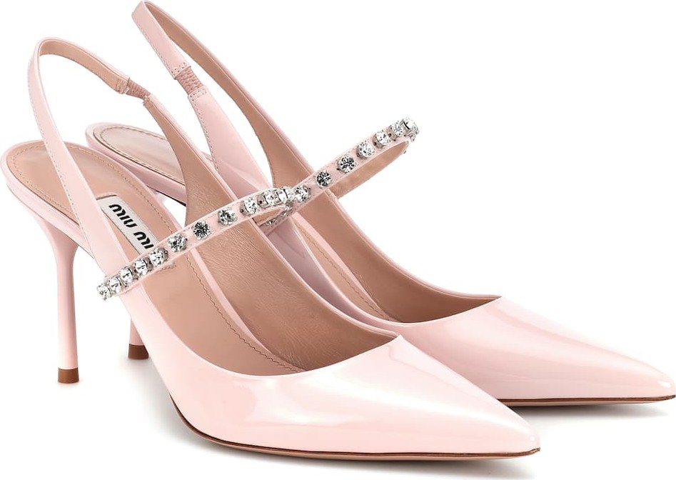Miu Miu Embellished slingback leather pumps