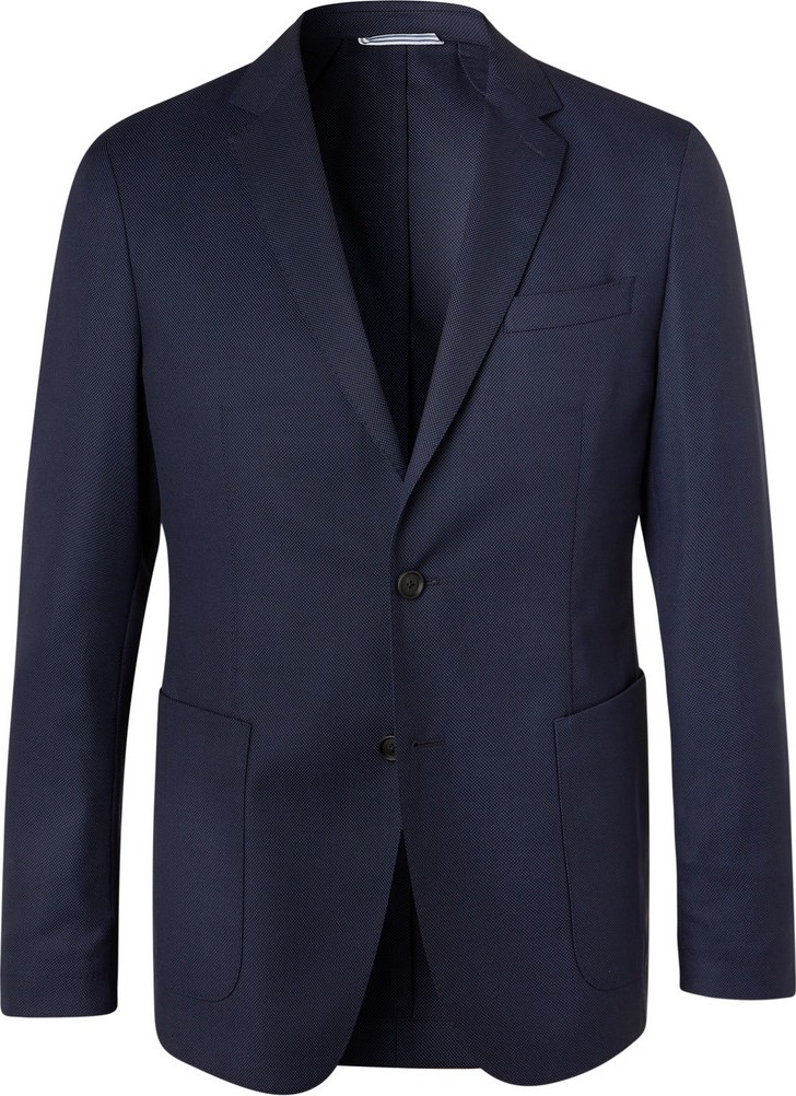 HUGO BOSS Navy Hooper Slim-Fit Unstructured Virgin Wool-Blend Suit Jacket