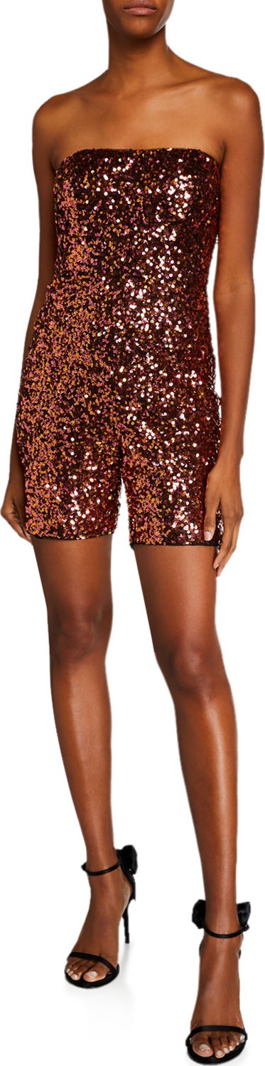 Aidan by Aidan Mattox Sequin Strapless Romper