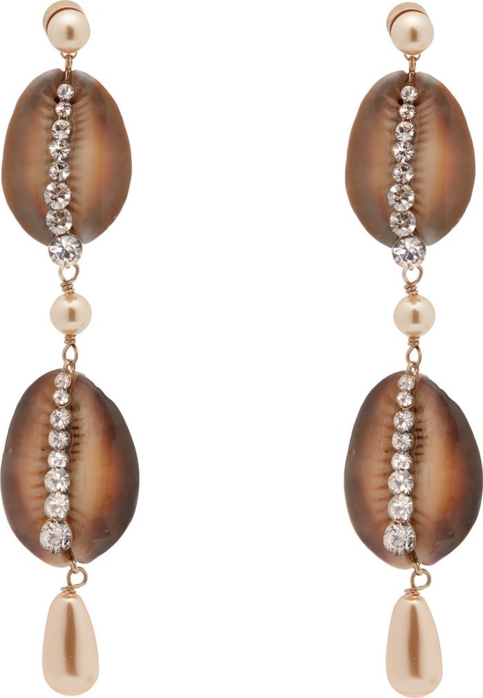 Etro Shell, crystal and faux-pearl drop earrings
