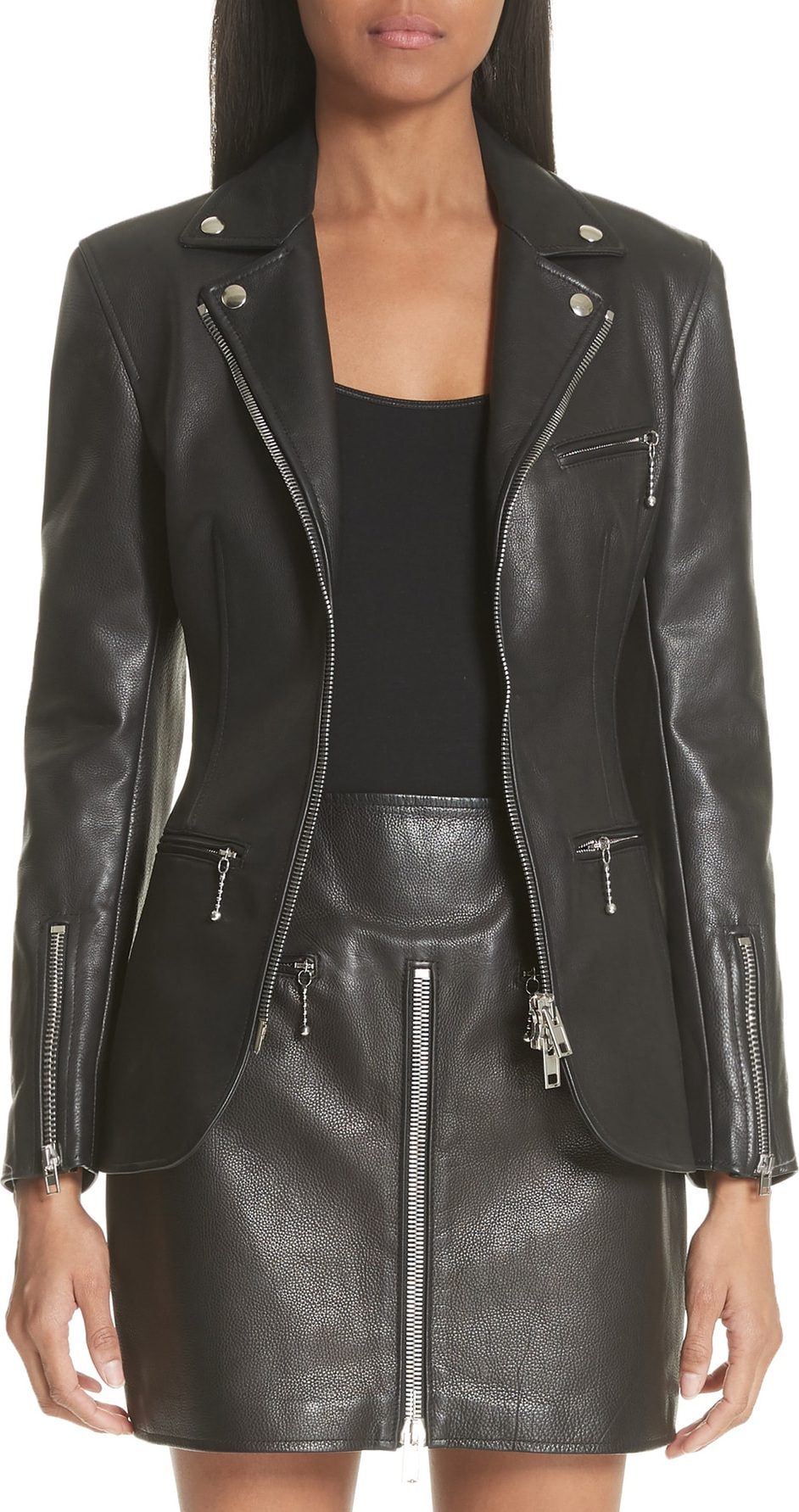 Alexander Wang Zip Front Leather Blazer