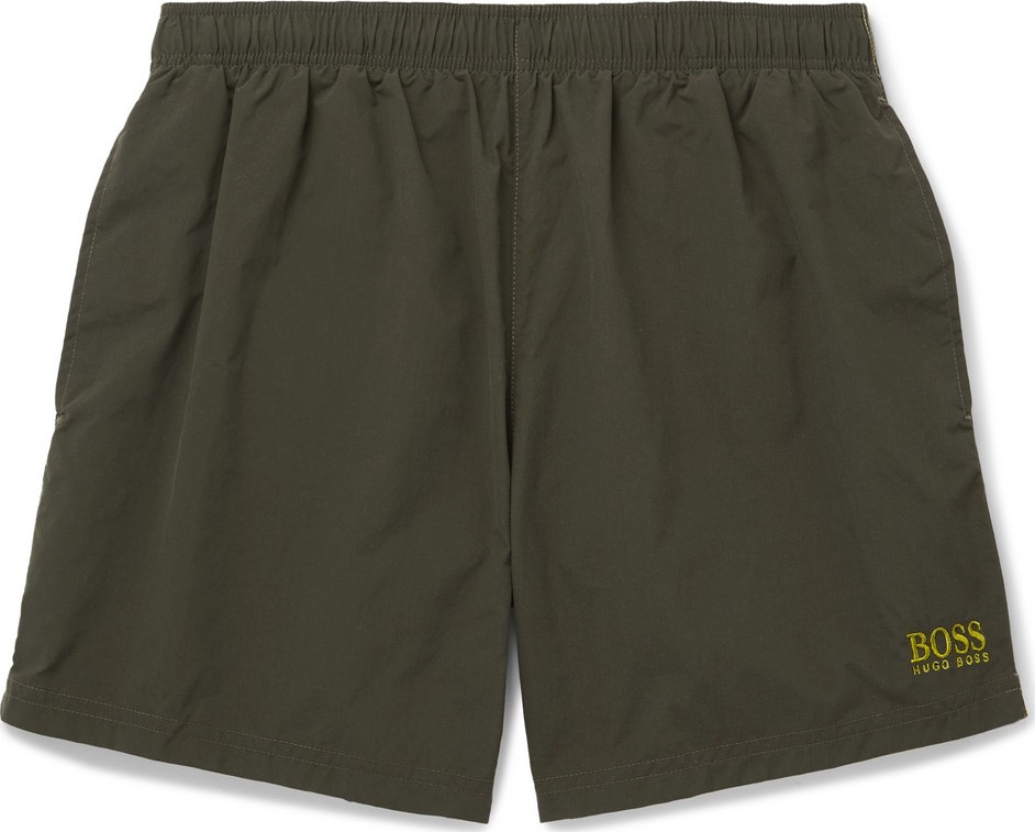 HUGO BOSS Short-Length Logo-Embroidered Swim Shorts