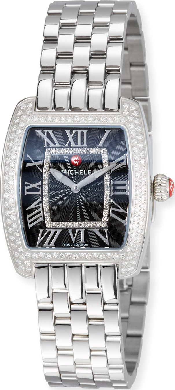 MICHELE Urban Mini Diamond Bracelet Watch, Black