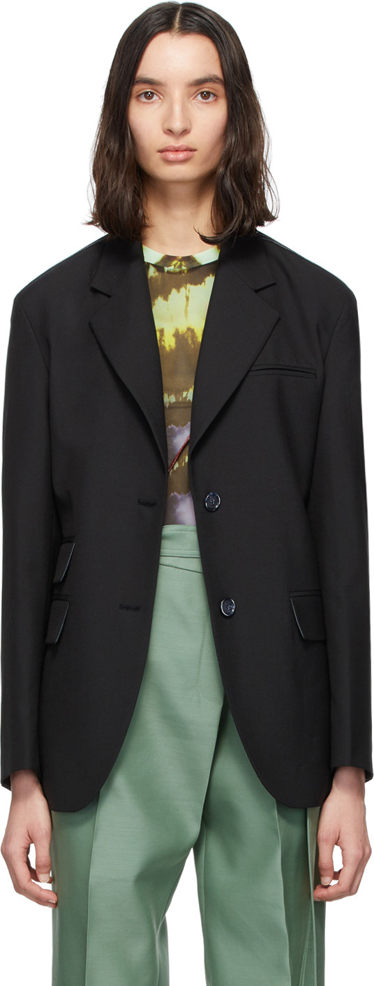 Andersson Bell - Black Wool Cinch Waist Blazer