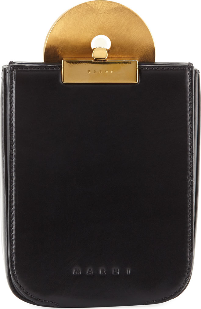 Marni Metal Disk Leather Crossbody Bag