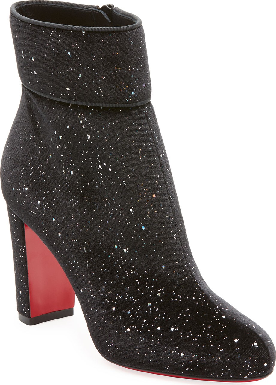 Christian Louboutin Moula Max Glittered Red Sole Bootie
