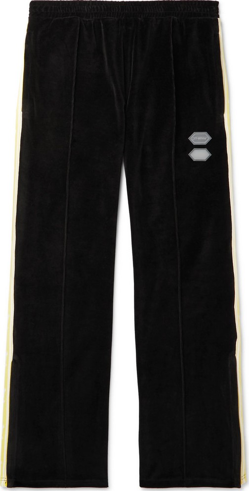 Off White Logo-Intarsia Cotton-Blend Velour Sweatpants