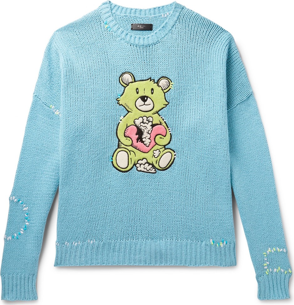 Amiri Oversized Appliquéd Cotton-Blend Sweater