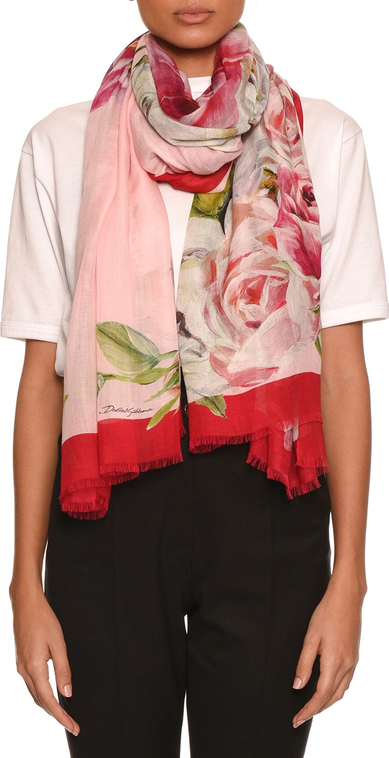 Dolce & Gabbana Rose-Print Scarf