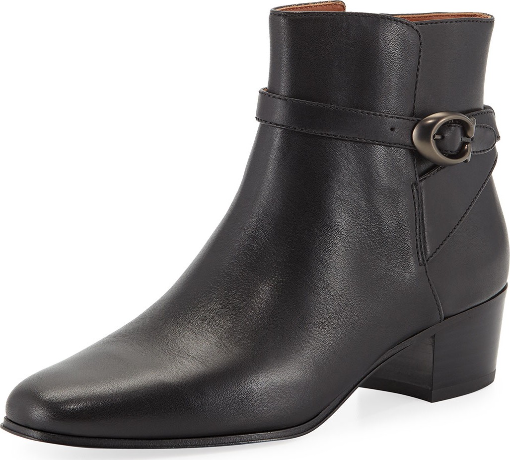 COACH Chrystie Buckle Ankle Boots