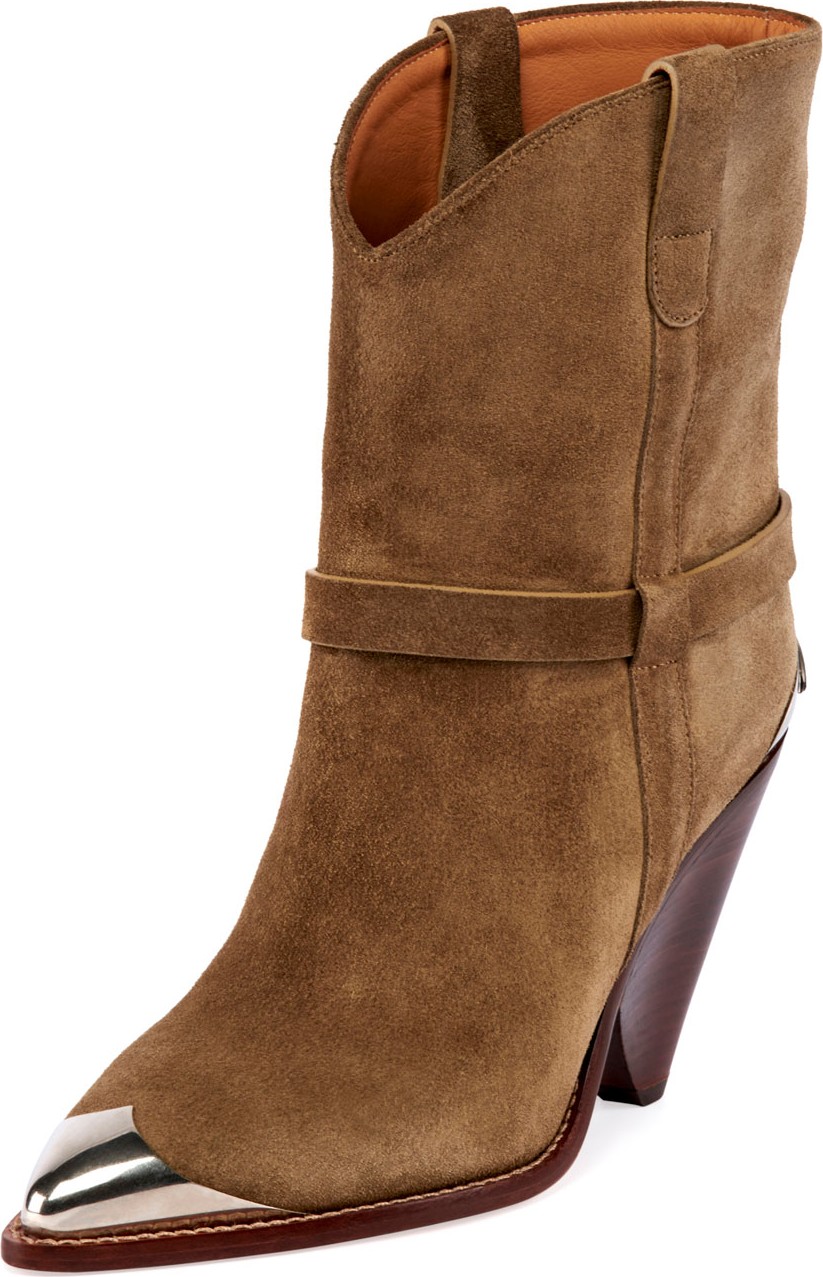 Isabel Marant Lambsy Suede Cone-Heel Booties