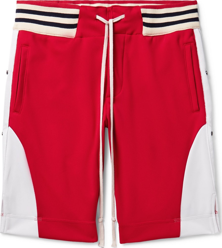Greg Lauren Grosgrain-Trimmed Tech-Jersey Drawstring Shorts