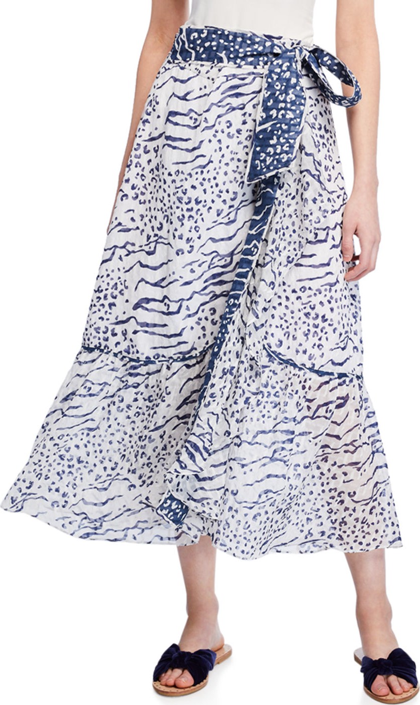 Tanya Taylor Angelina Floral Tiered Tie-Waist Skirt