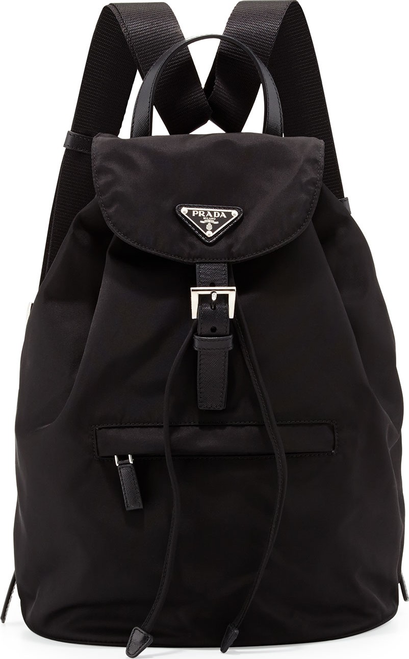 Prada Vela Medium Backpack  Black (Nero)