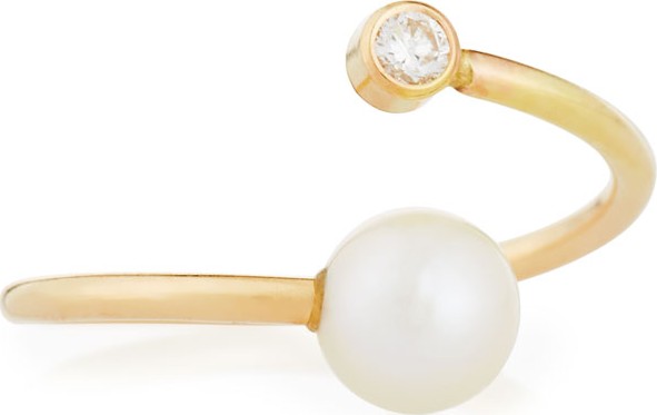 Zoe Chicco 14K Gold Pearl & Diamond Bypass Ring