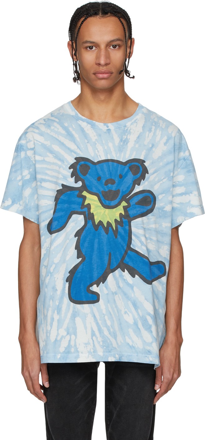 Amiri Blue Tie-Dye Grateful Dead Bear T-Shirt