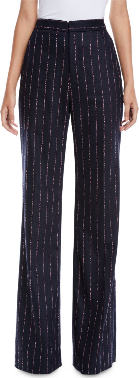 Lela Rose Maggie Wide-Leg Pinstripe Pants