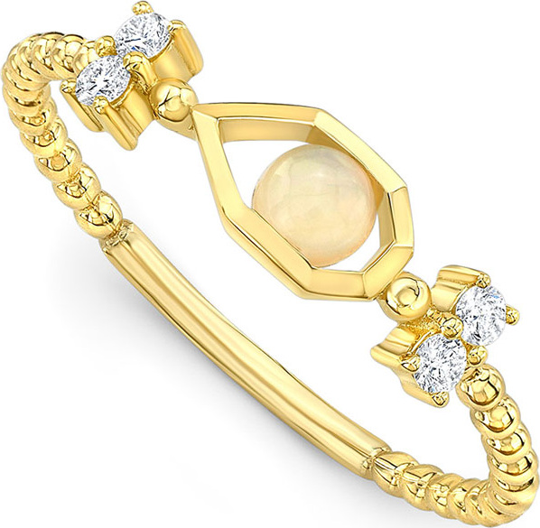 Ron Hami 14k Bubble Accent Ring with Opal & Diamonds, Size 7