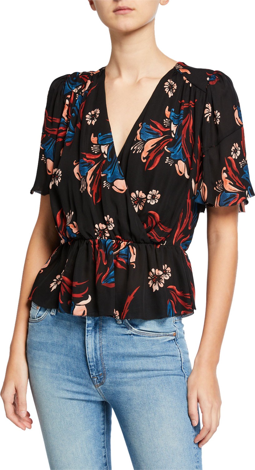 Joie Bisma Cropped Floral Peplum Top